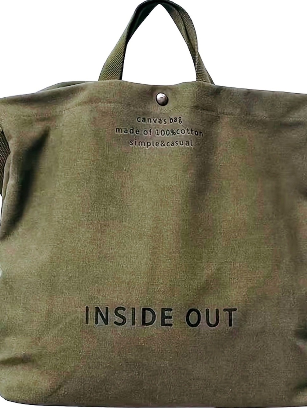 New -Super Fashion -XL Olive Color Inside Out Tote Bag